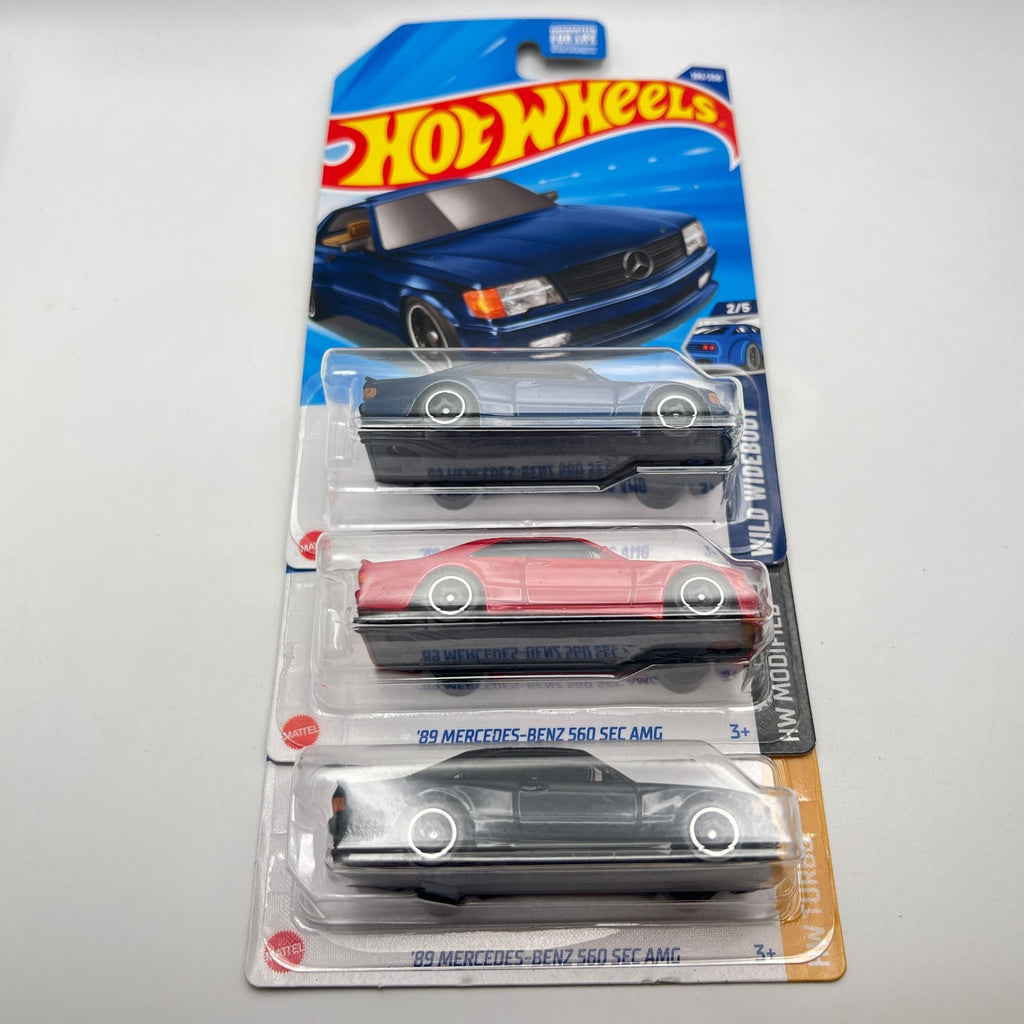Hot Wheels '89 Mercedes-Benz 560 SEC AMG Lot of 3 Blue 186 Red 82 Black 150/250