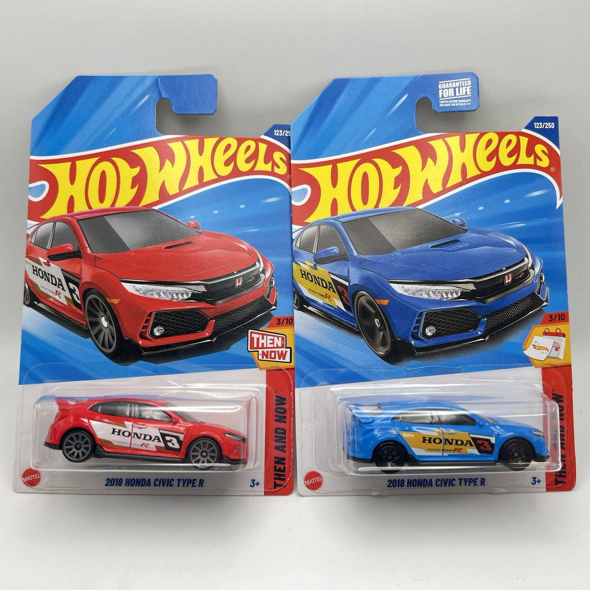 2 New Car Lot Hot Wheels~Honda Civic Type R Red & Blue Then & Now 2025~UNOPENED
