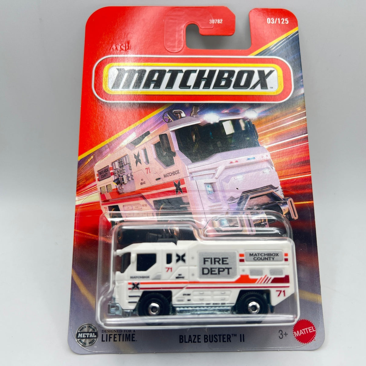Matchbox Blaze Buster II Fire Truck 03/125 White 1:64 Diecast
