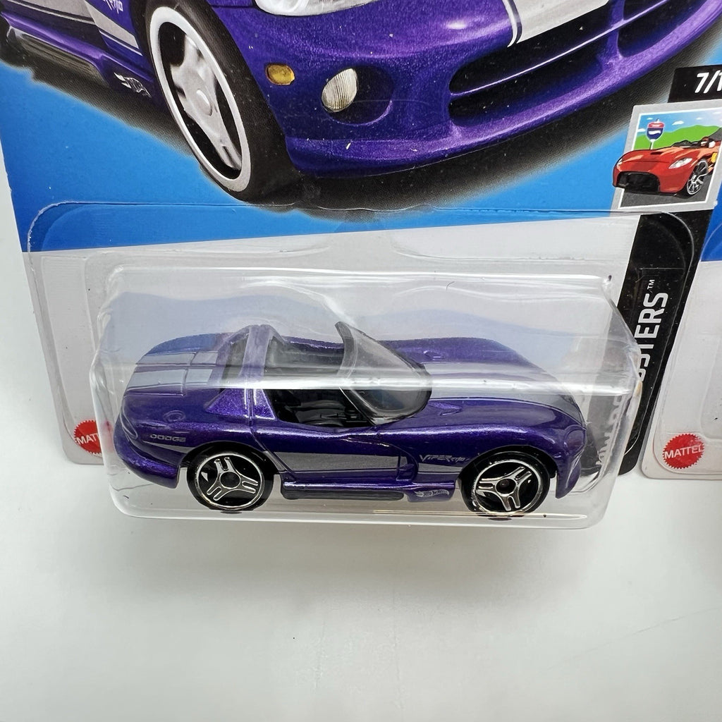 2023 Hot Wheels Dodge Viper RT/10 Purple + Yellow #131 - HW Roadsters lot of 2