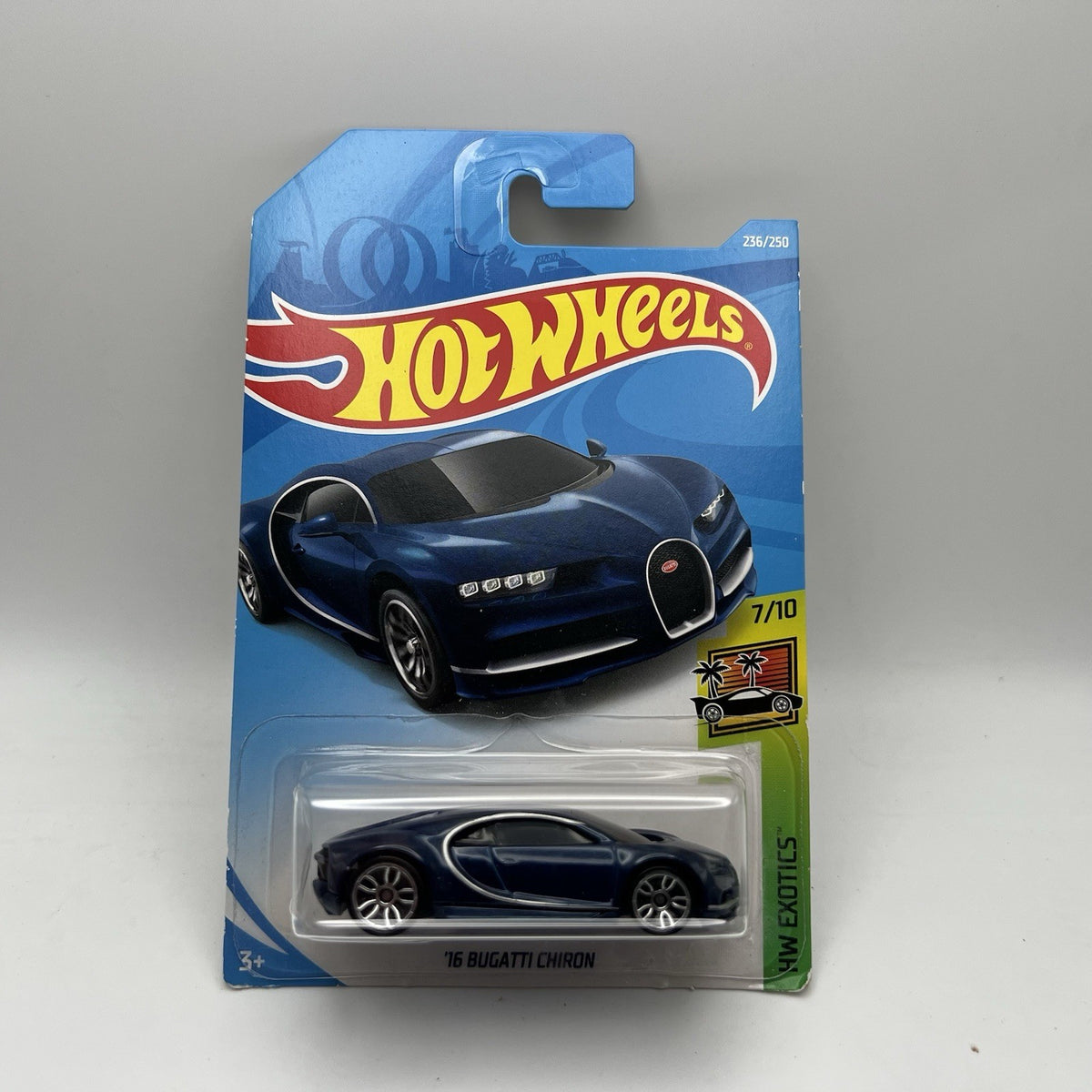 HOT WHEELS 2019 M/L #236/250 '16 Bugatti Chiron 7/10 HW Exotics blue