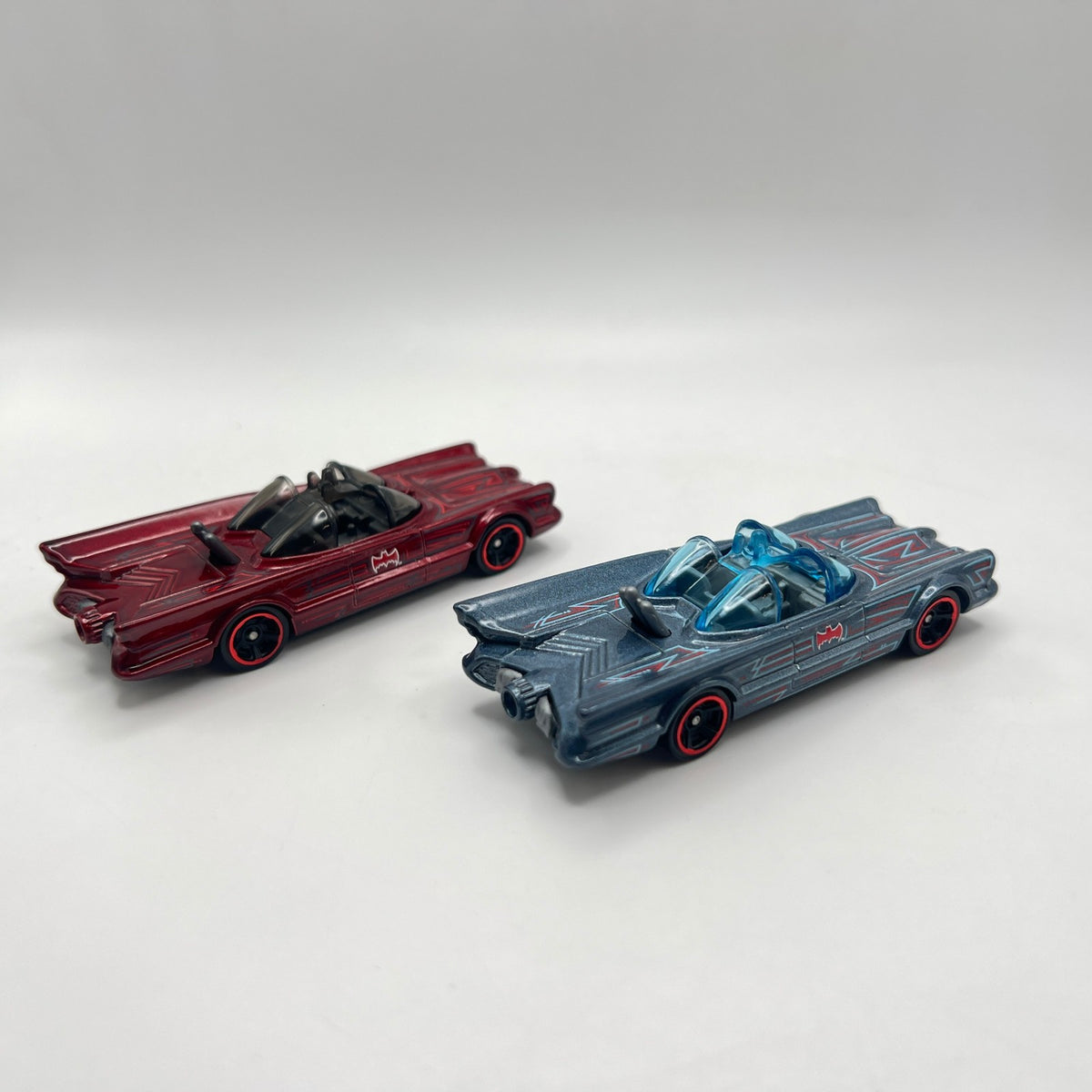 Hot Wheels Lot of 2 1966 TV Series Batmobile Red Blue LOOSE 1/64