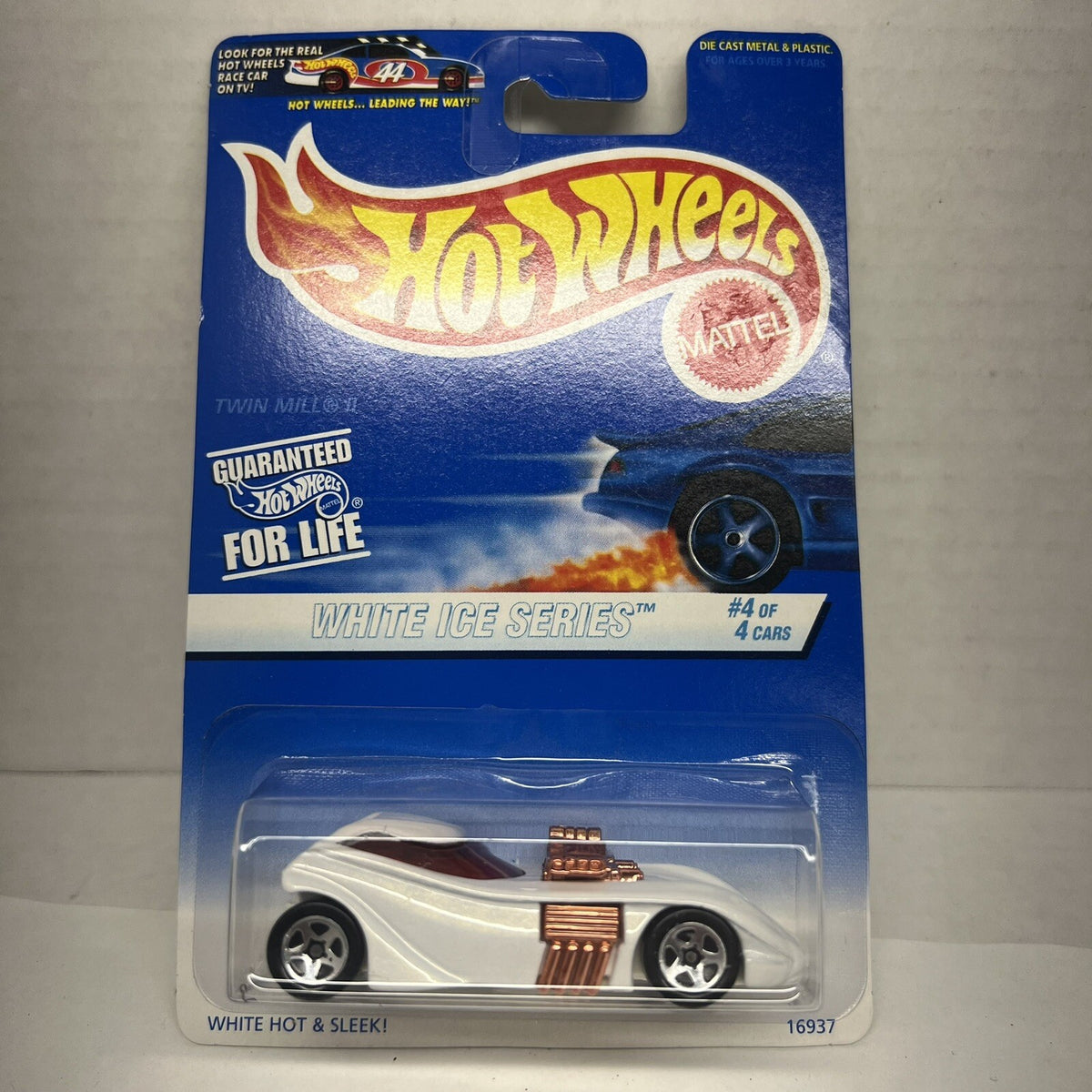 Hot Wheels 1996 White Ice Series #4 Twin Mill II #564 White Hot & Sleek NEW