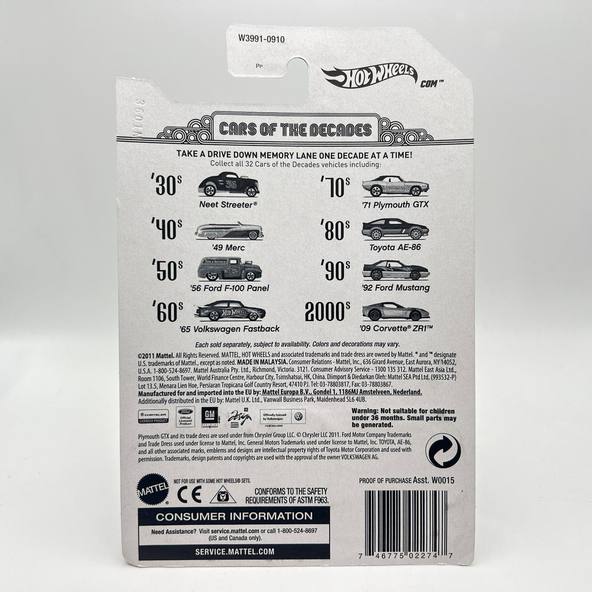 Hot Wheels '56 Ford F-100 Panel Orange Tire & Service Cars of the Decades 10/32