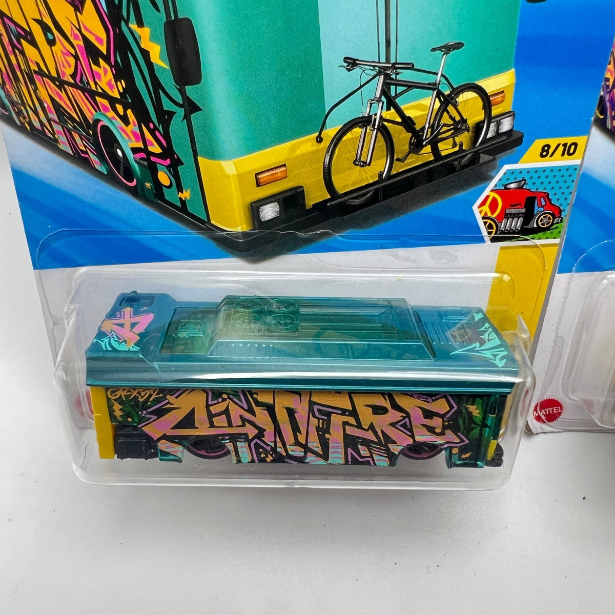 Hot Wheels Ain't Fare Lot of 2 Teal & Purple Graffiti Bus Art Cars 8/10 88/250
