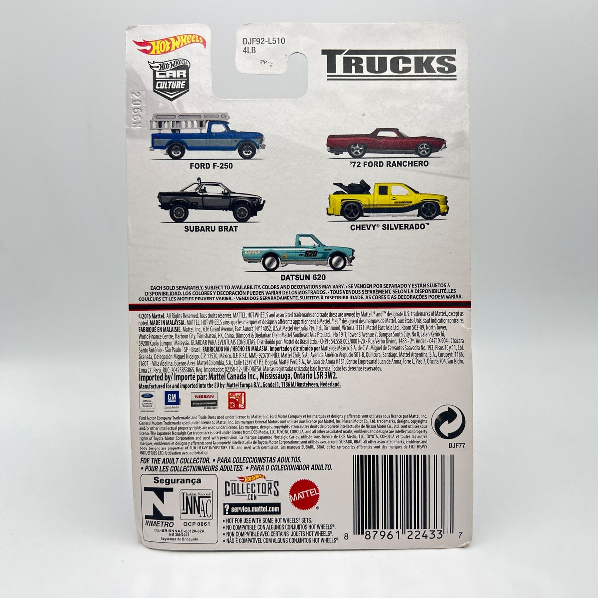 Hot Wheels Car Culture Trucks Datsun 620 Teal Real Riders 5/5 2016 Worn Card