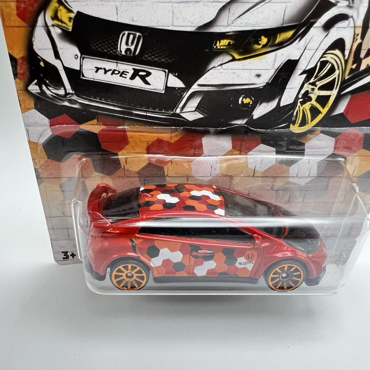 HOT WHEELS '16 HONDA CIVIC TYPE R URBAN CAMOUFLAGE SERIES METALFLAKE ORANGE JDM